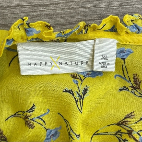 Happy X Nature Yellow Meadow Ditzy Floral Ruffle Sleeve Tiered Prairie Dress - Picture 10 of 16